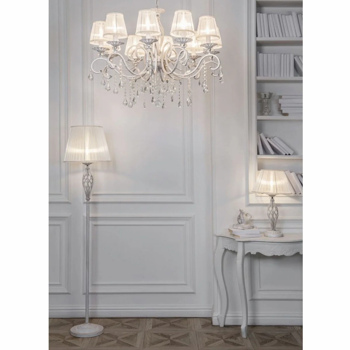 Casa Padrino l¨¢mpara de mesa Art Nouveau blanco antiguo / blanco A. 56 cm - L¨¢mparas Barrocos y Art Nouveau