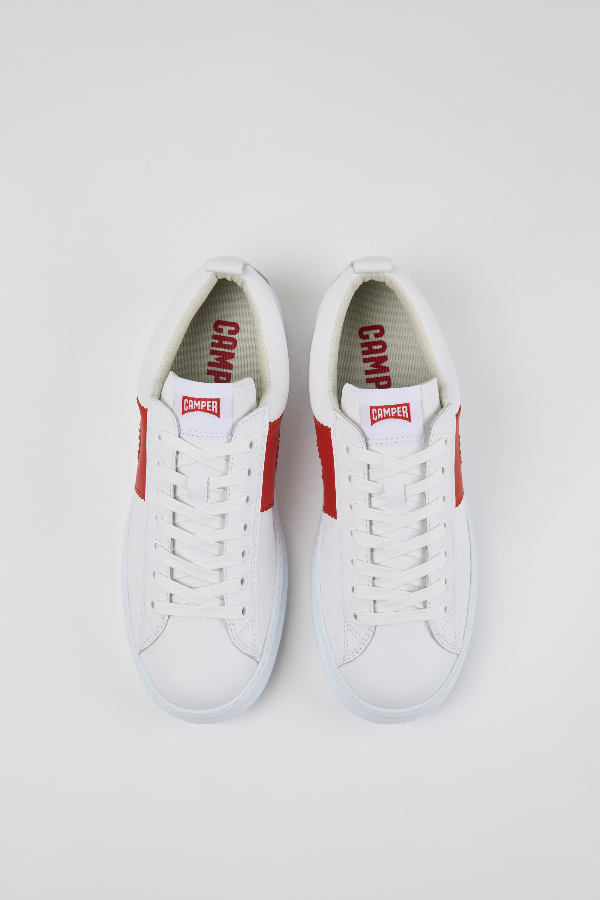 Runner - White and red leather sneakers for men