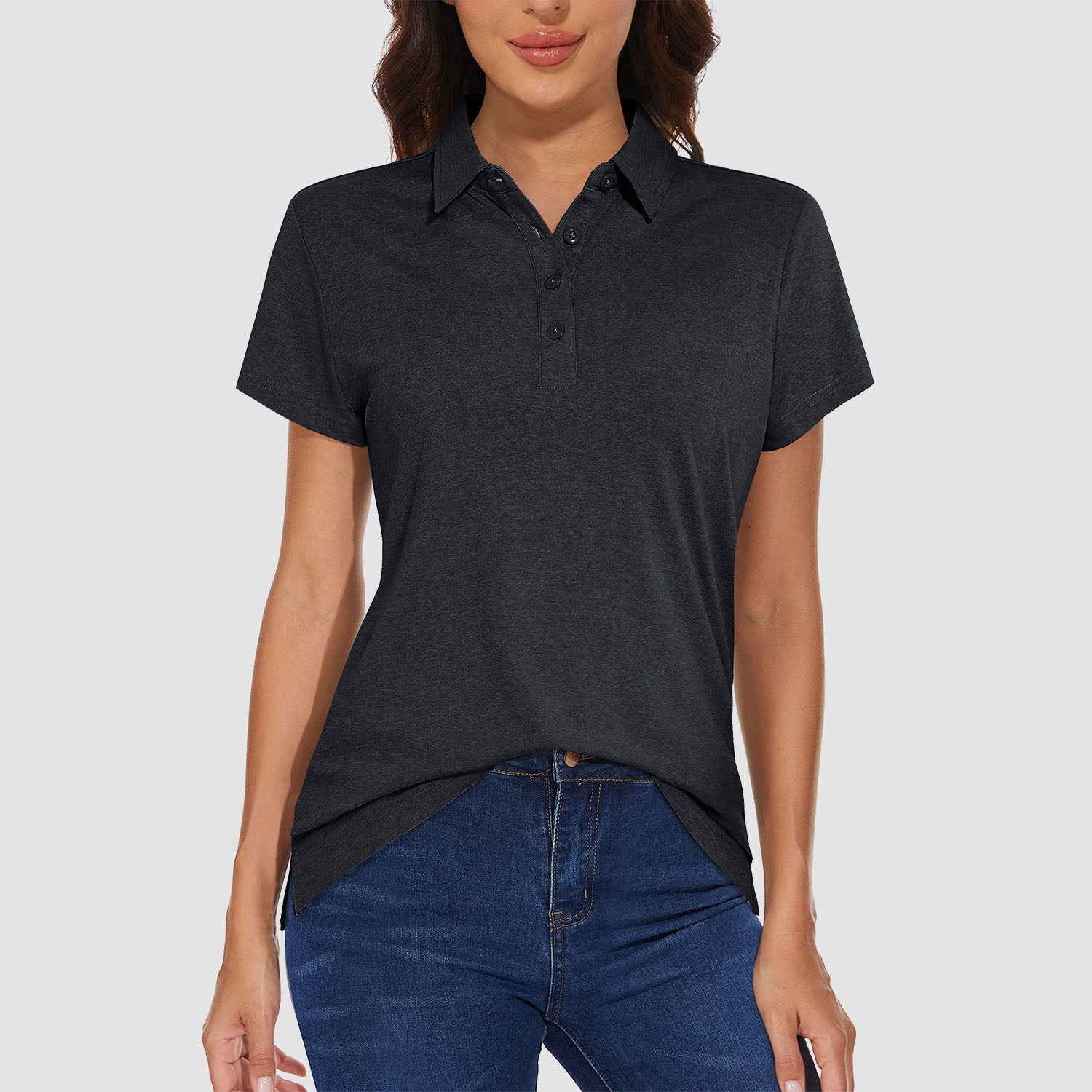 Women's Polo T-shirt 4 Buttons Casual T-Shirts Quick Dry Short Sleeve Golf Shirt
