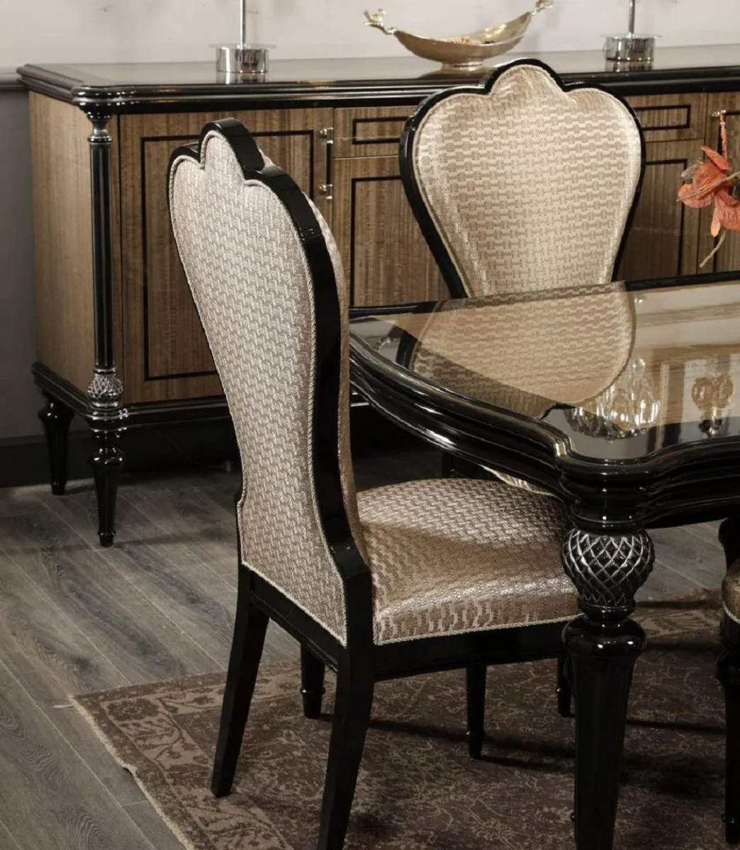 Casa Padrino silla de comedor barroco de lujo oro / negro A. 120 cm - Muebles de comedor barrocos