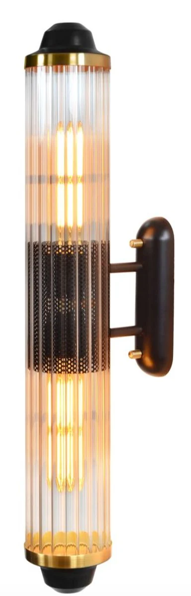 Casa Padrino Aplique de Pared Latón / Negro 10,5 x 18 x H. 68,5 cm - Calidad de Lujo