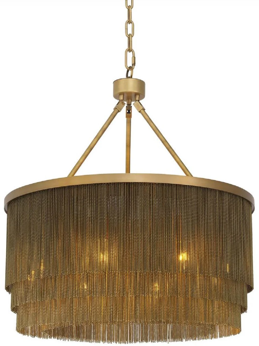 Casa Padrino araña de luces de acero de lujo latón antiguo Ø 60 x A. 68 cm - Araña de Luces Redonda para Hoteles y Restaurantes - Calidad de Lujo