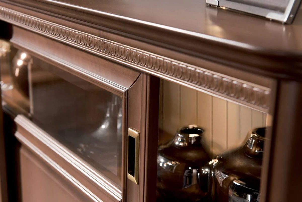 Casa Padrino aparador art nouveau de lujo marr¨®n / crema 191,7 x 45,6 x A. 122,3 cm - Armario de madera maciza con 2 puertas correderas - Armario de sala de estar - Armario de oficina