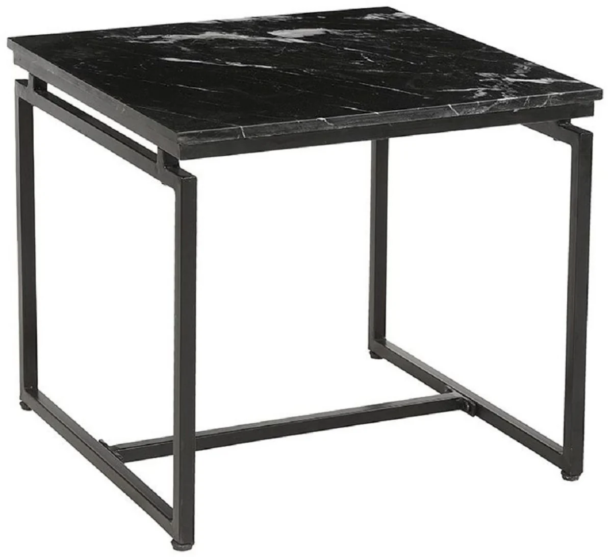 Casa Padrino conjunto de mesa de centro de lujo de 2 negro - Mesas de sal¨®n de metal con tapa de m¨¢rmol - Muebles de sal¨®n - Muebles de lujo