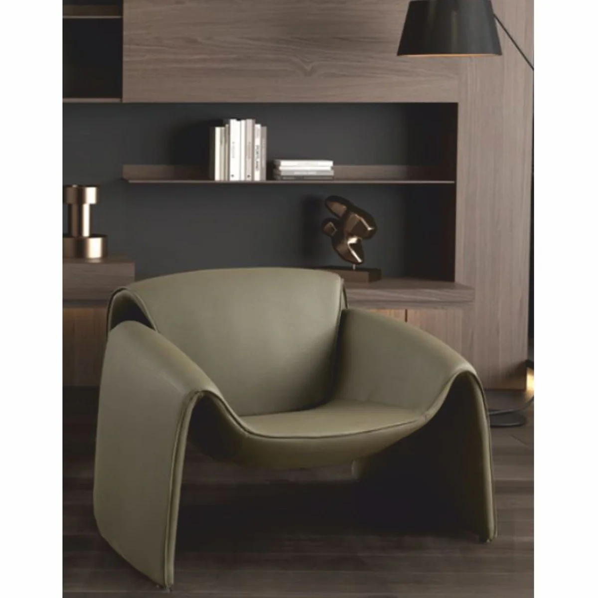Casa Padrino sill¨®n de lujo de cuero artificial verde 90 cm - Muebles de sal¨®n y hotel