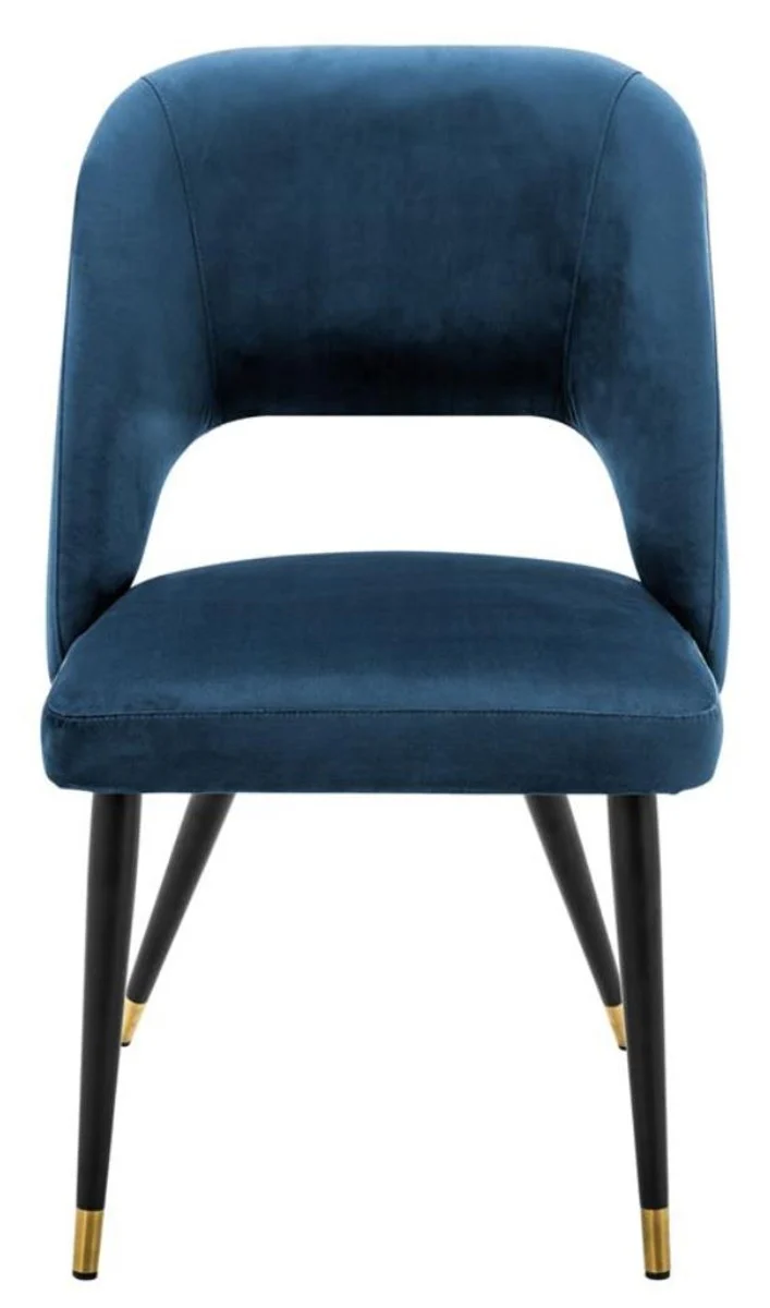 Casa Padrino luxury dining chair blue / black 52 x 58 x H. 85 cm - Luxury Dining Room Furniture