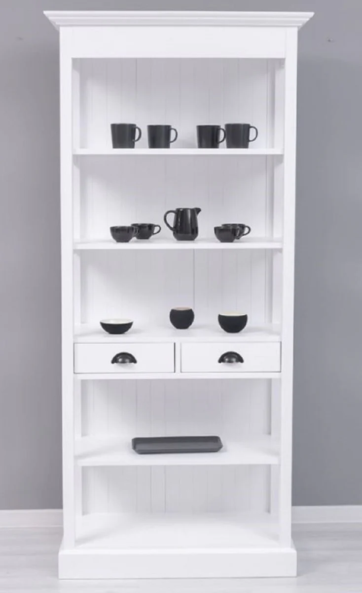 Casa Padrino armario de estilo campestre blanco 91 x 39 x A. 197 cm - Armario de comedor de estilo campestre - Muebles de madera maciza - Muebles de estilo campestre