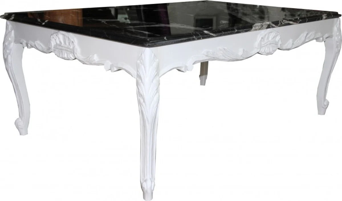 Casa Padrino Baroque coffee table white with marble top 120 x 80 cm - Limited Edition