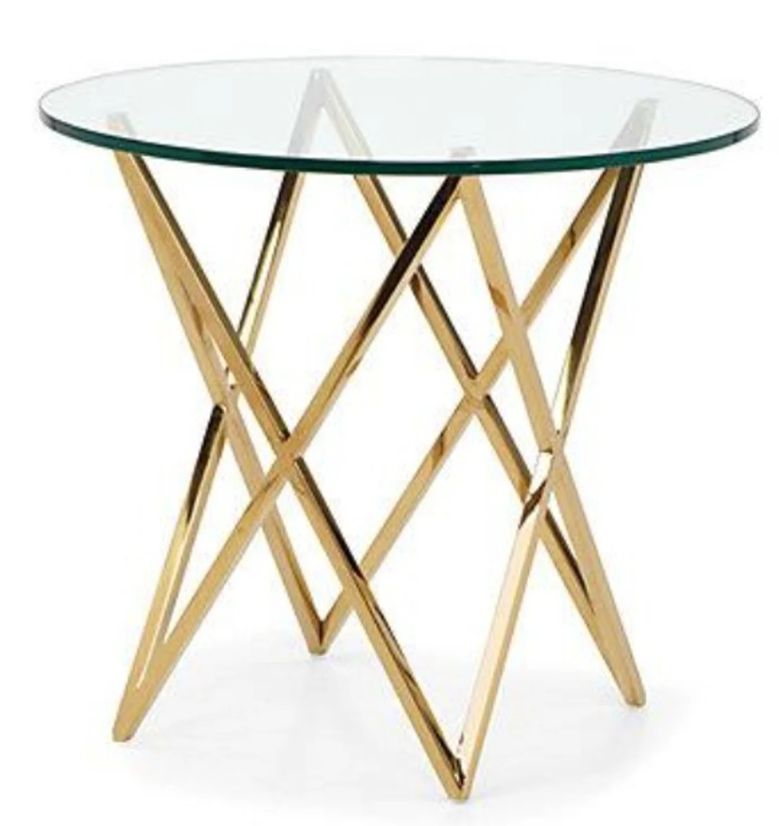 Casa Padrino luxury side table brass Gold Finish / Glass 53 x H 66 cm - Hotel Collection