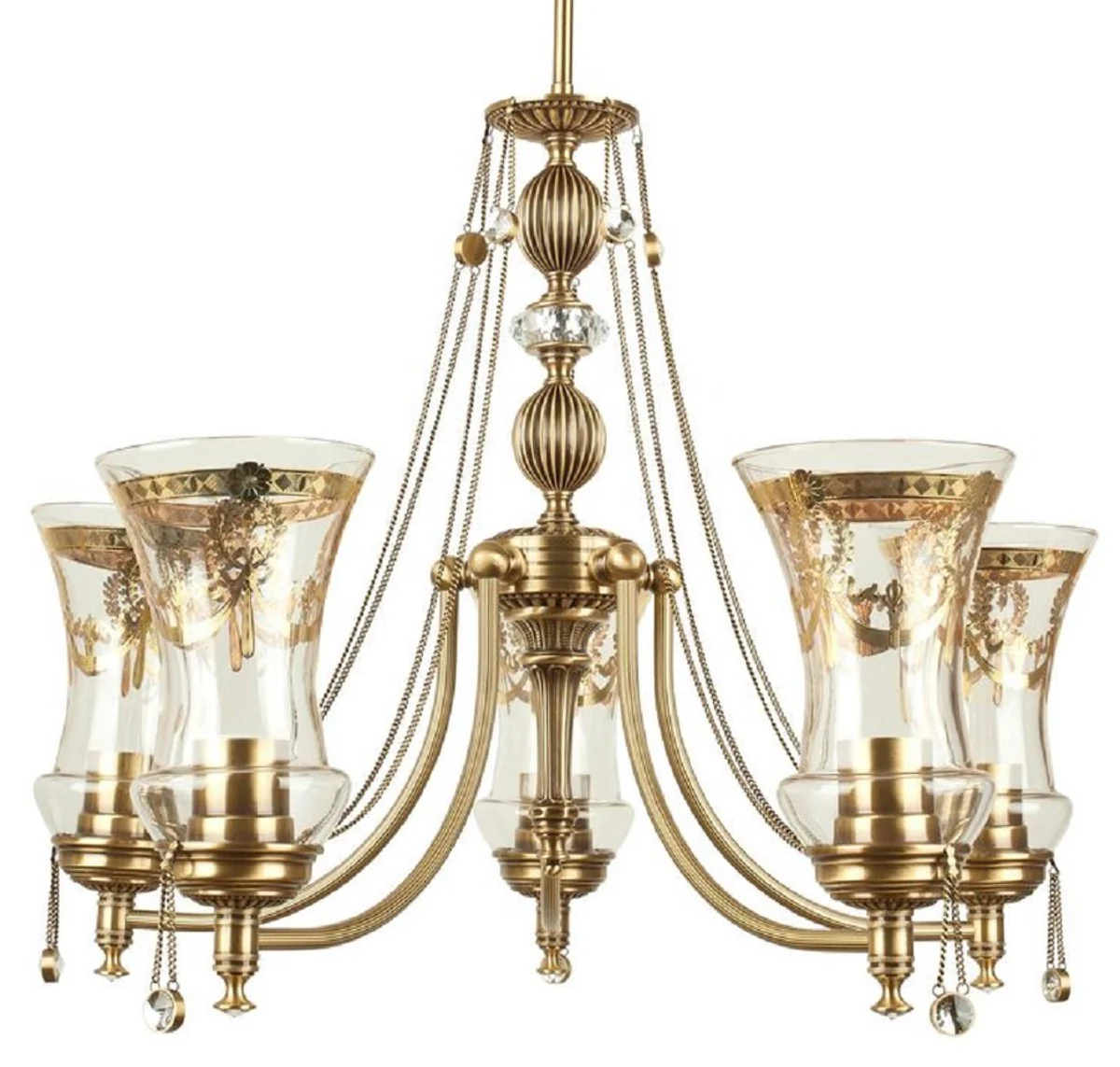 Casa Padrino araña de luces de cristal barroco de lujo latón con pátina Ø 60 x A. 60 cm - Magnífica lámpara de araña de salón de estilo barroco - Noble y magnífica