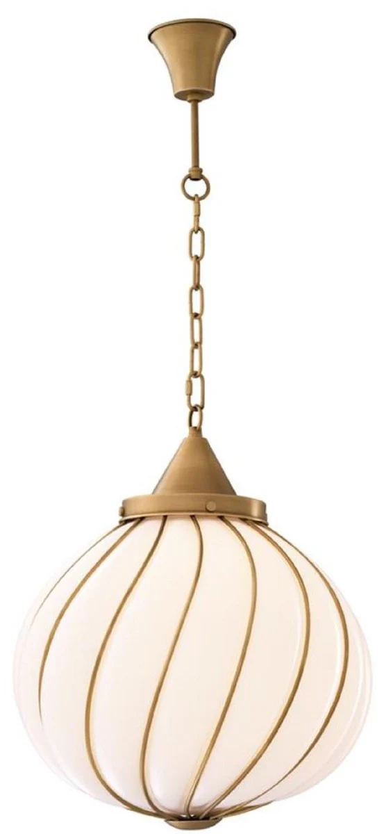 Casa Padrino araña de lujo latón antiguo / blanco Ø 43 x H. 50 cm - Colección de Lujo