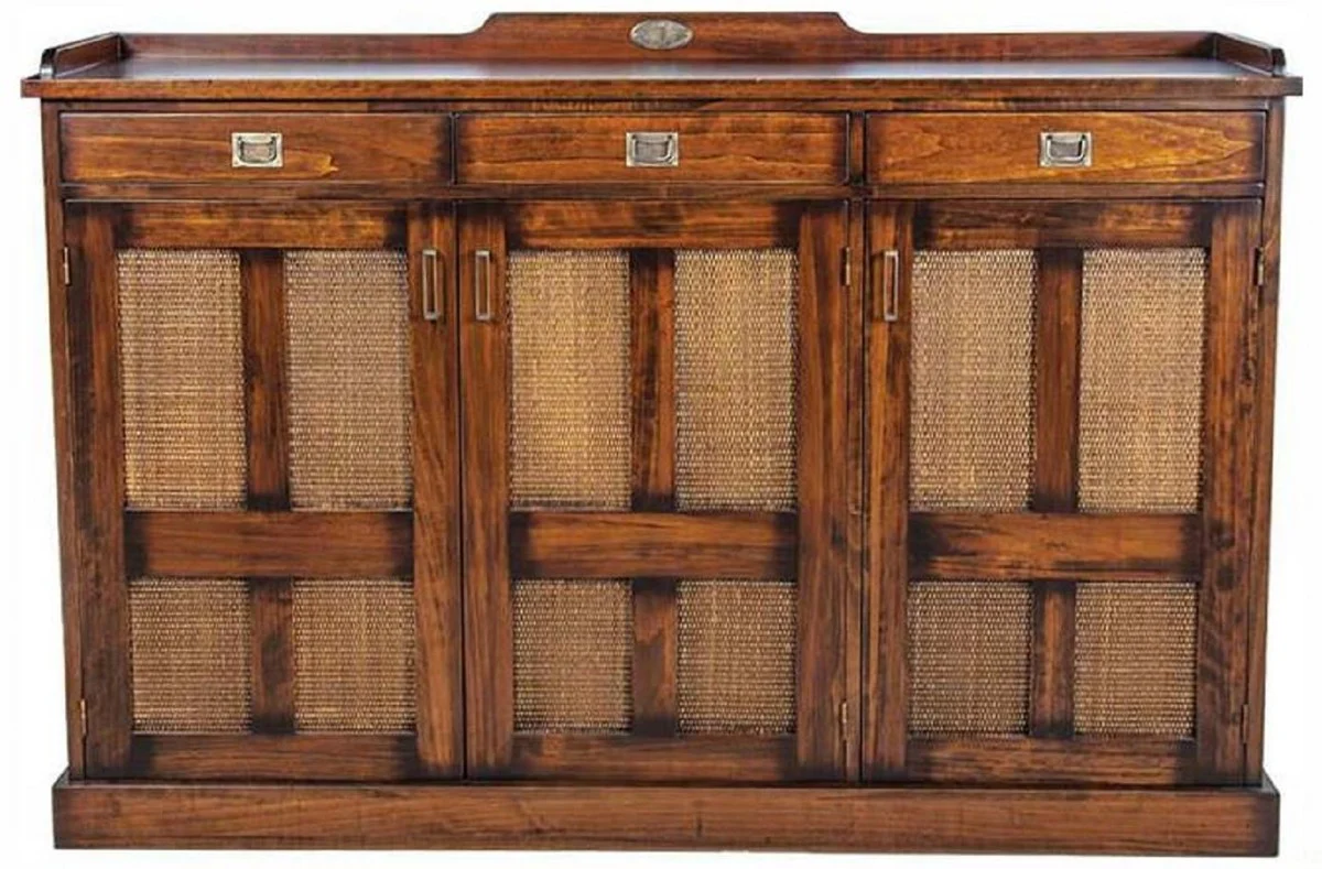 Casa Padrino aparador de estilo vintage de lujo con 3 puertas y 3 cajones marr¨®n / natural 177,5 x 46 x A. 119,5 cm - Armario de madera maciza - Muebles de estilo vintage de lujo de madera maciza