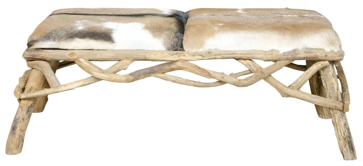 Casa Padrino banco con piel de cabra 160 x 50 x H. 55 cm - muebles de lujo