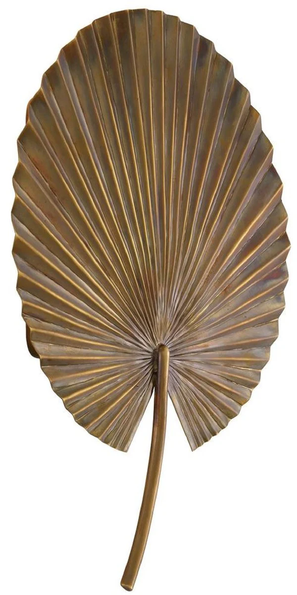 Casa Padrino lámpara de pared de lujo latón vintage 30,5 x 8,5 x A. 40 cm - Lámpara de pared de latón con diseño de hoja de palmera - Lámpara Hotel & Restaurant