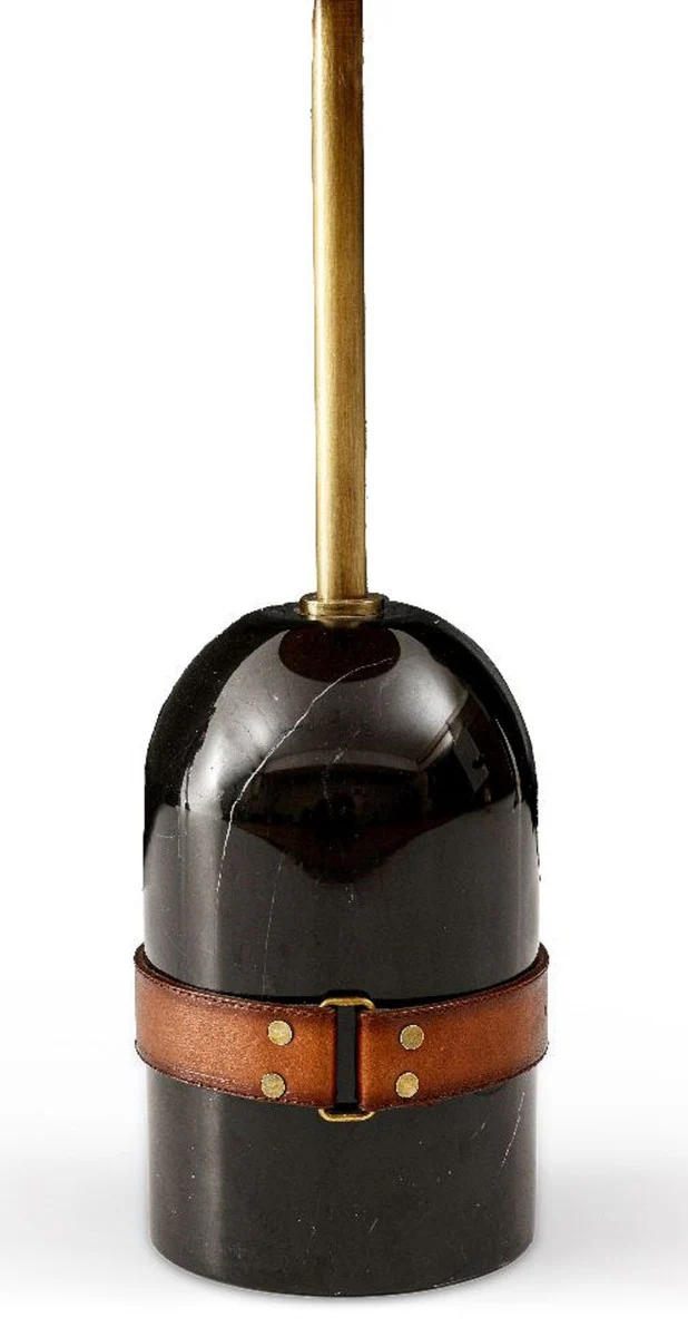 Casa Padrino mesa auxiliar de lujo marr¨®n / lat¨®n / negro ? 29,5 x A. 51,5 cm - Mesa redonda con base de m¨¢rmol - Muebles de sal¨®n - Muebles de lujo