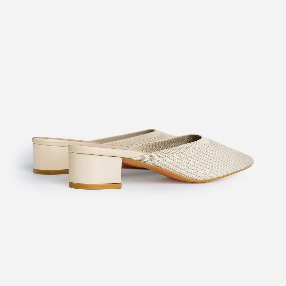 Pointed Toe Mules for Women Breathable Knit Slip-on Flat Shoes