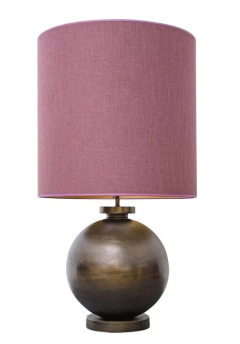 Casa Padrino l¨¢mpara de mesa de lujo en bronce antiguo con pantalla de l¨¢mpara rosa viejo 50 x H. 93 cm - Hotel Muebles de Restaurante