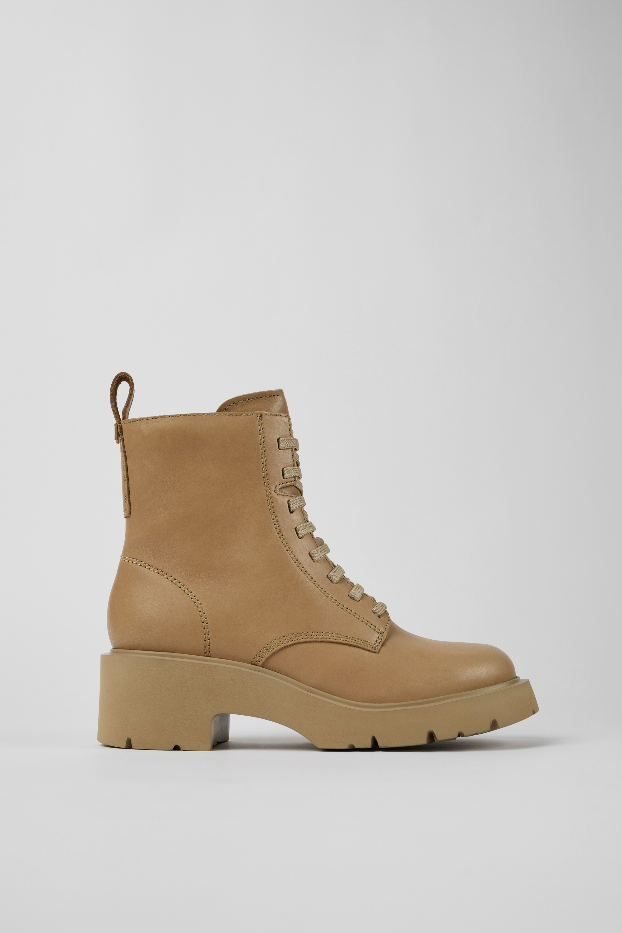 Milah - Beige lace-up boots for women