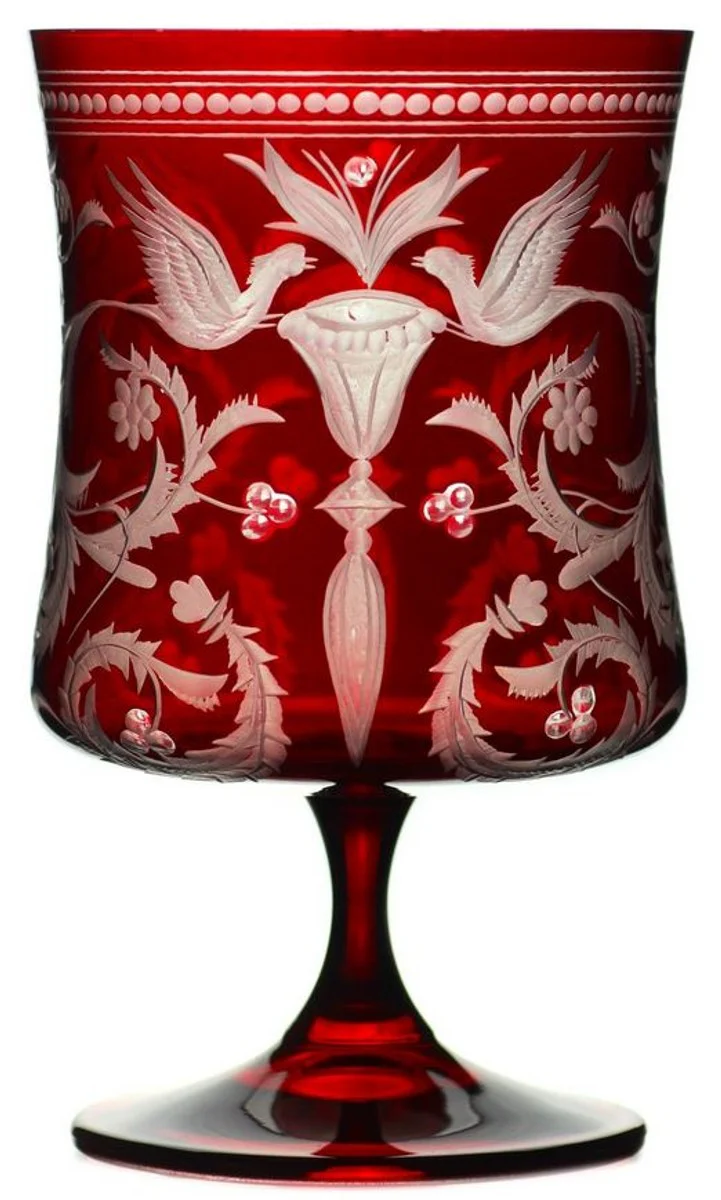 Casa Padrino conjunto de 6 copas de brandy de lujo rojo / plata ? 9 x A. 14,5 cm - Copas de co?ac hechas a mano y grabadas a mano - Accesorios para Hoteles y Restaurantes - Calidad de Lujo