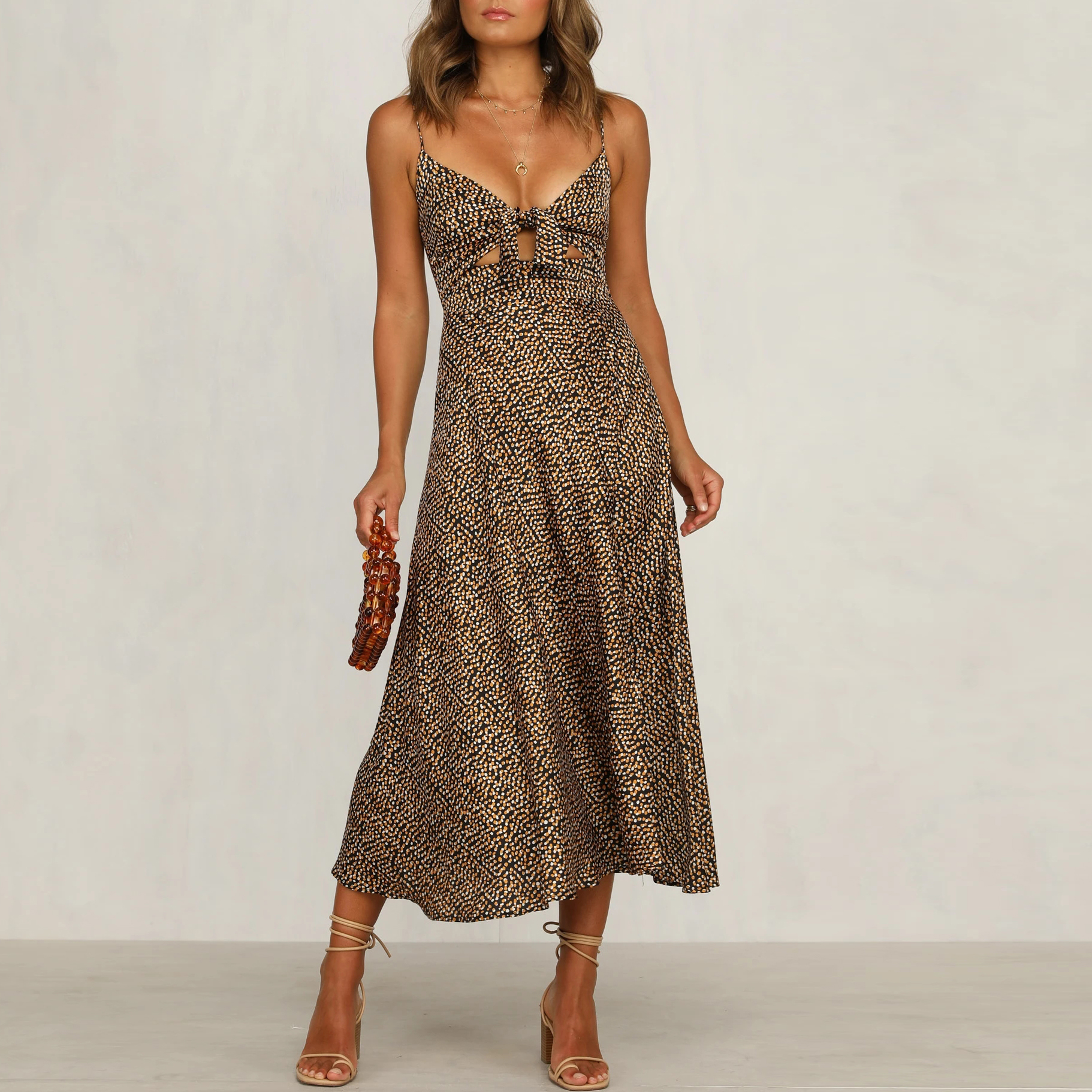 Fashion Suspenders Spring And Summer Knotted Small Leak Dress