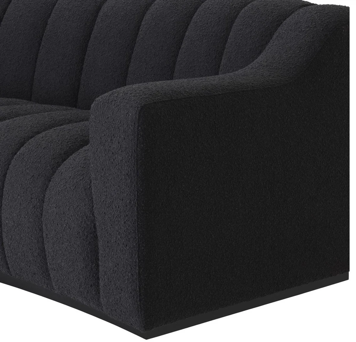 Casa Padrino sof¨¢ de lujo negro 234 x 96 x A. 76,5 cm - Sof¨¢ de sal¨®n ligeramente curvado - Sof¨¢ de Hotel - Calidad de Lujo