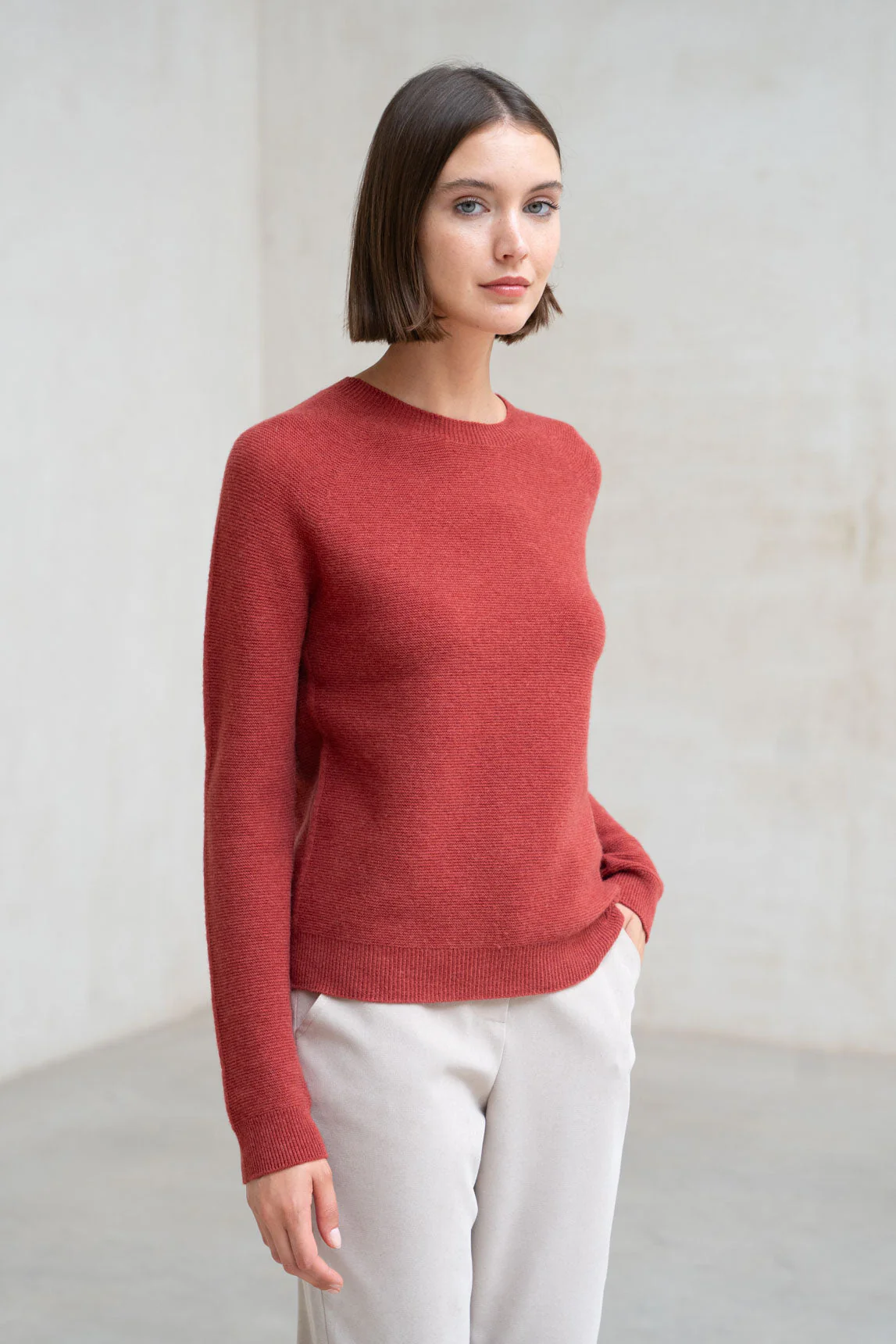 Rivera-spain Jersey Módena lana cashmere cereza