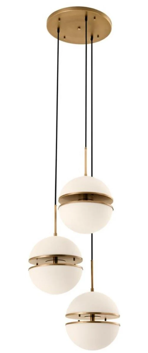 Casa Padrino lámpara colgante de lujo latón antiguo / blanco Ø 45 x H. 190 cm - Lámpara de Salón de Lujo