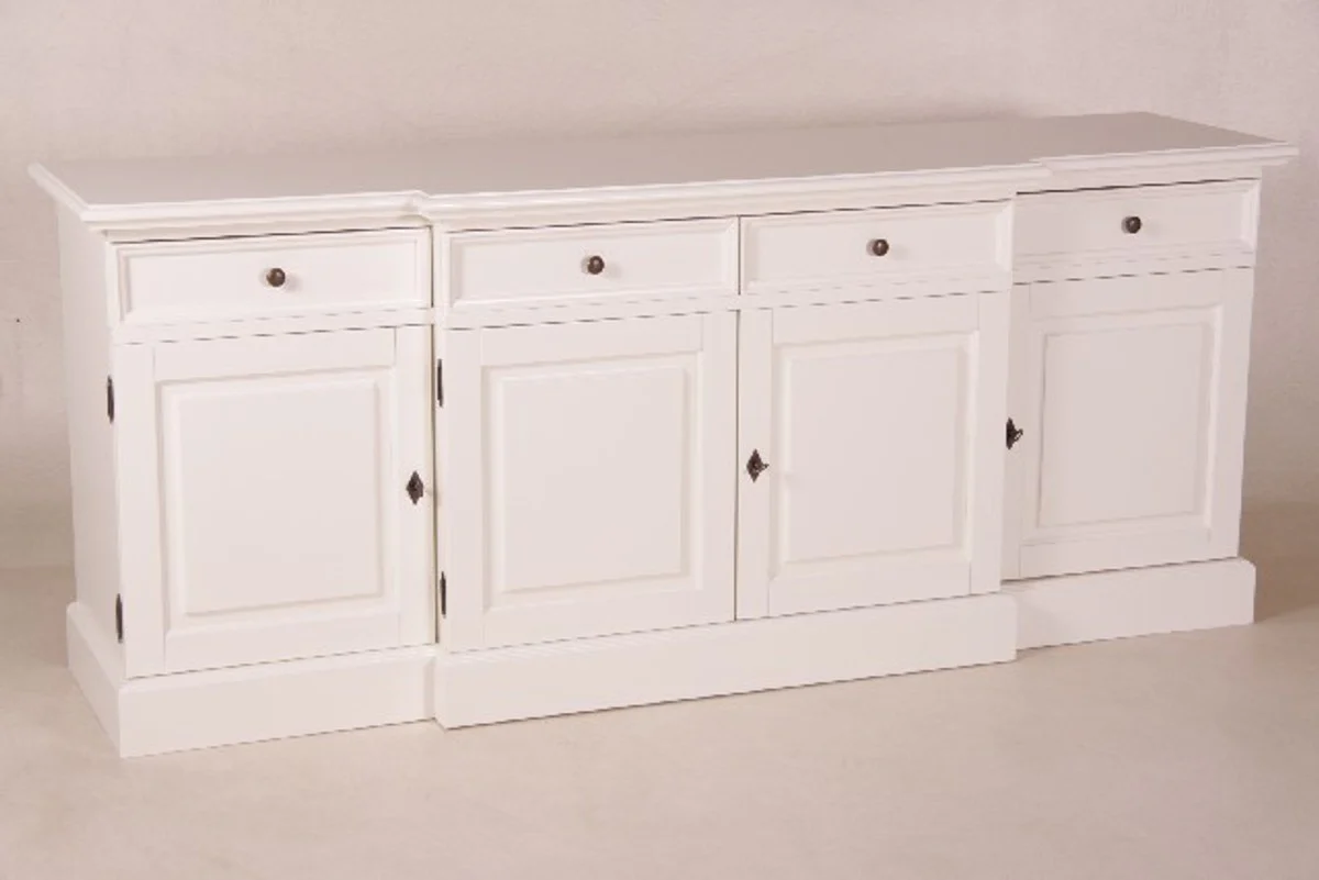 Casa Padrino shabby chic country style sideboard cabinet white floorboards B 216 H 90 cm furniture dining hall