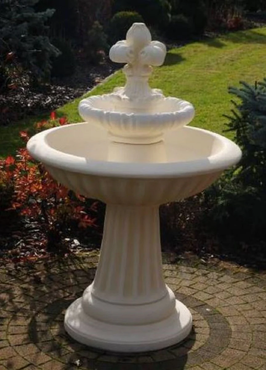 Casa Padrino fuente Art Nouveau lirio blanco Ø 92 x A. 136 cm - Magnífica Fuente de Jardín - Fuente de Decoración de Jardín - Accesorios de Decoración de Jardín Barroco y Art Nouveau