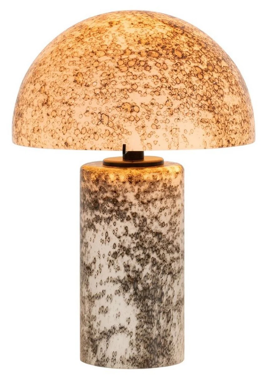 Casa Padrino l¨¢mpara de mesa de vidrio de lujo blanco / gris A. 36 cm - L¨¢mpara de escritorio redonda