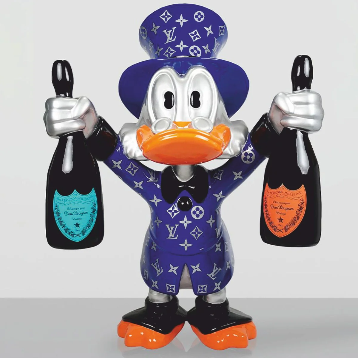 Casa Padrino escultura decorativa XXL pato azul / plata / negro A. 170 cm - Figura decorativa grande