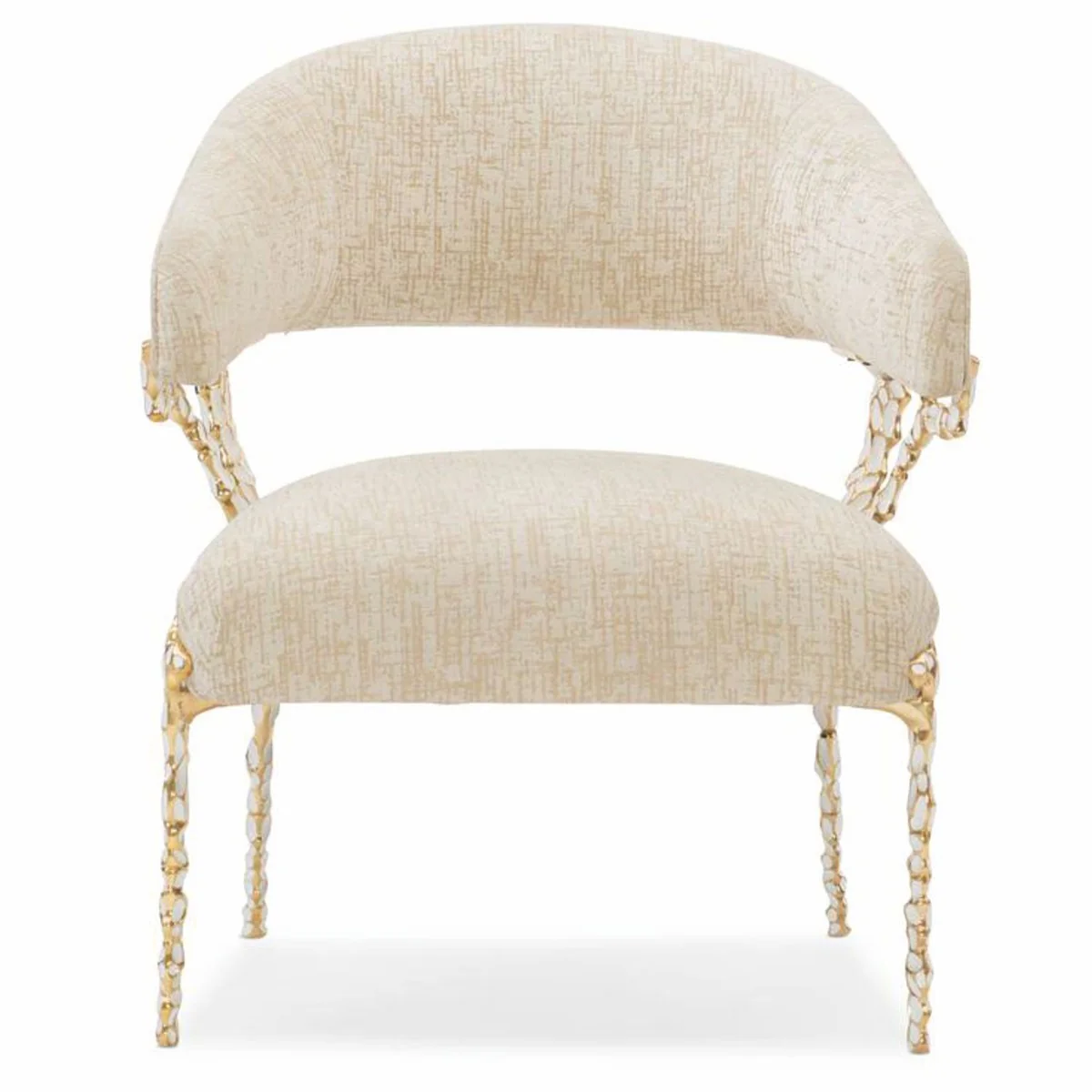 Casa Padrino Sill¨®n de Lujo Blanco / Oro Al. 83 cm - Muebles para Sala de Estar y Hotel