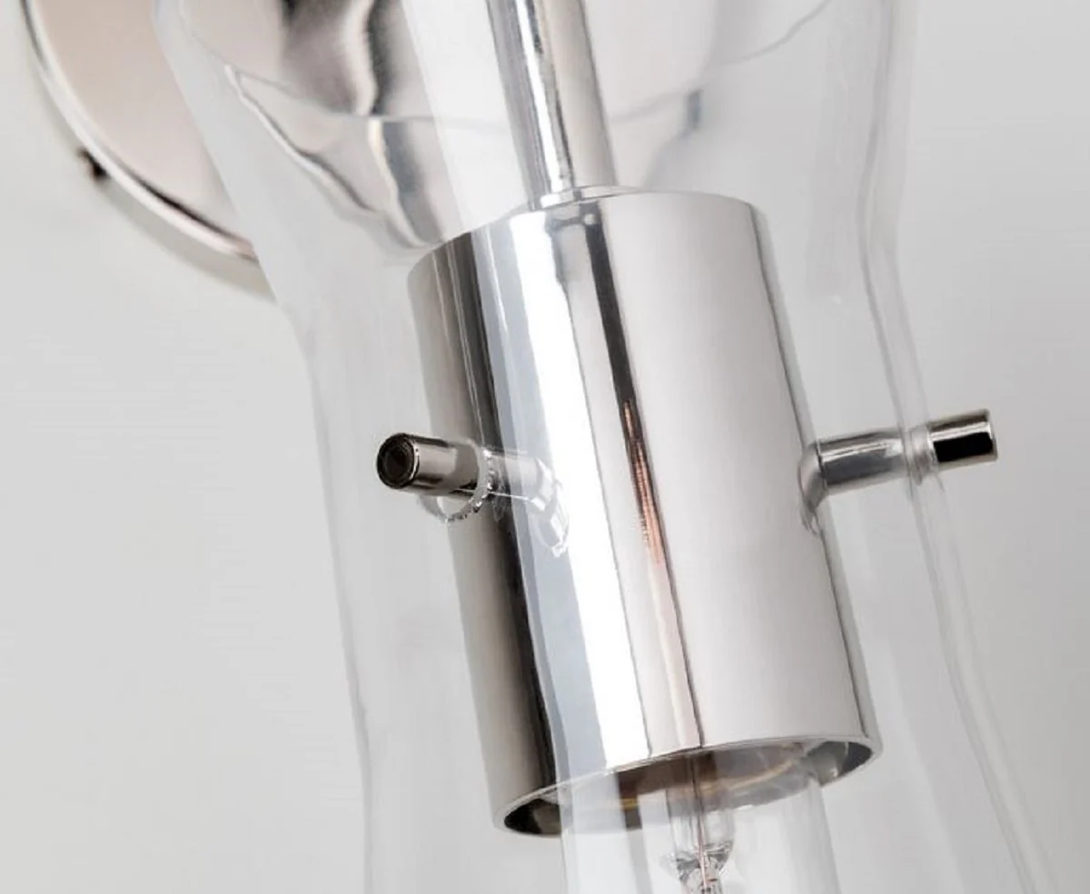 Casa Padrino lámpara de pared de lujo plata 14 x 19,1 x H. 47 cm - Lámpara para Hoteles y Restaurantes