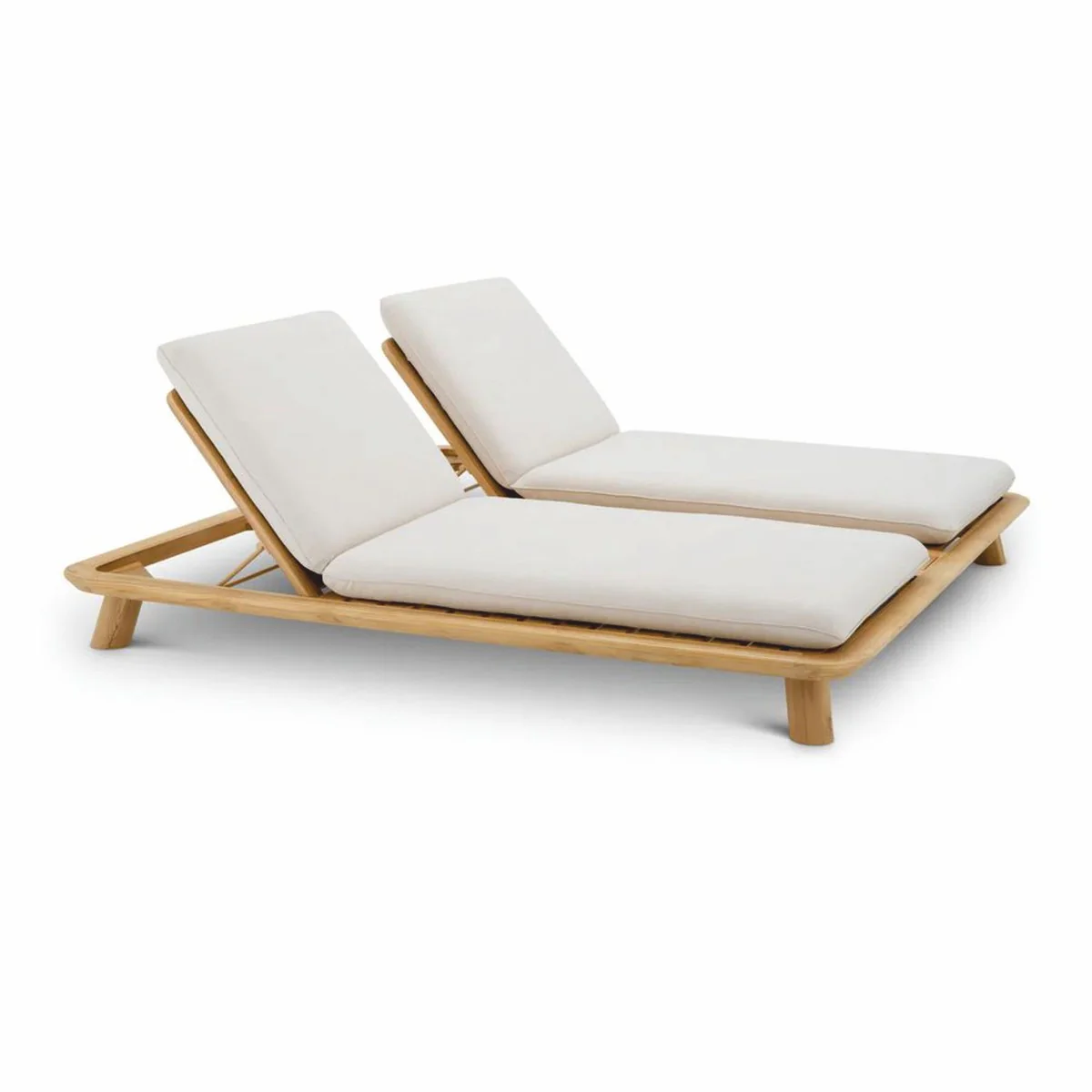 Casa Padrino tumbona de jard¨ªn doble de lujo de teca natural / arena - Tumbona de piscina de lujo