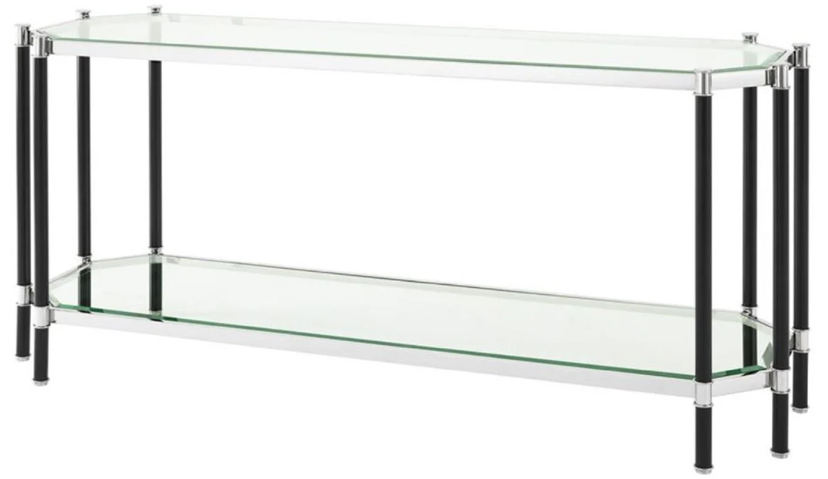 Casa Padrino mesa consola de la sala de estar plata / negro 169 x 53,5 x H. 75,5 cm - Consola de Lujo