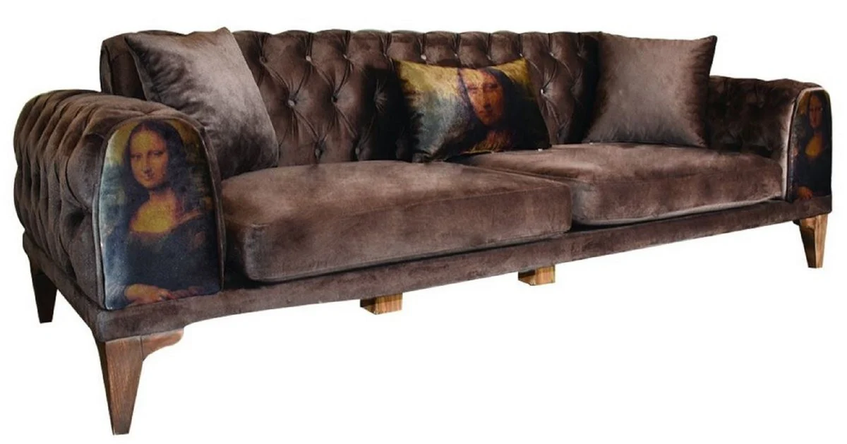 Casa Padrino sof¨¢ Chesterfield de lujo en terciopelo marr¨®n 230 x 80 x A. 80 cm - Sof¨¢ de sal¨®n - Muebles de sal¨®n - Muebles Chesterfield - Muebles de lujo - Interior de sal¨®n