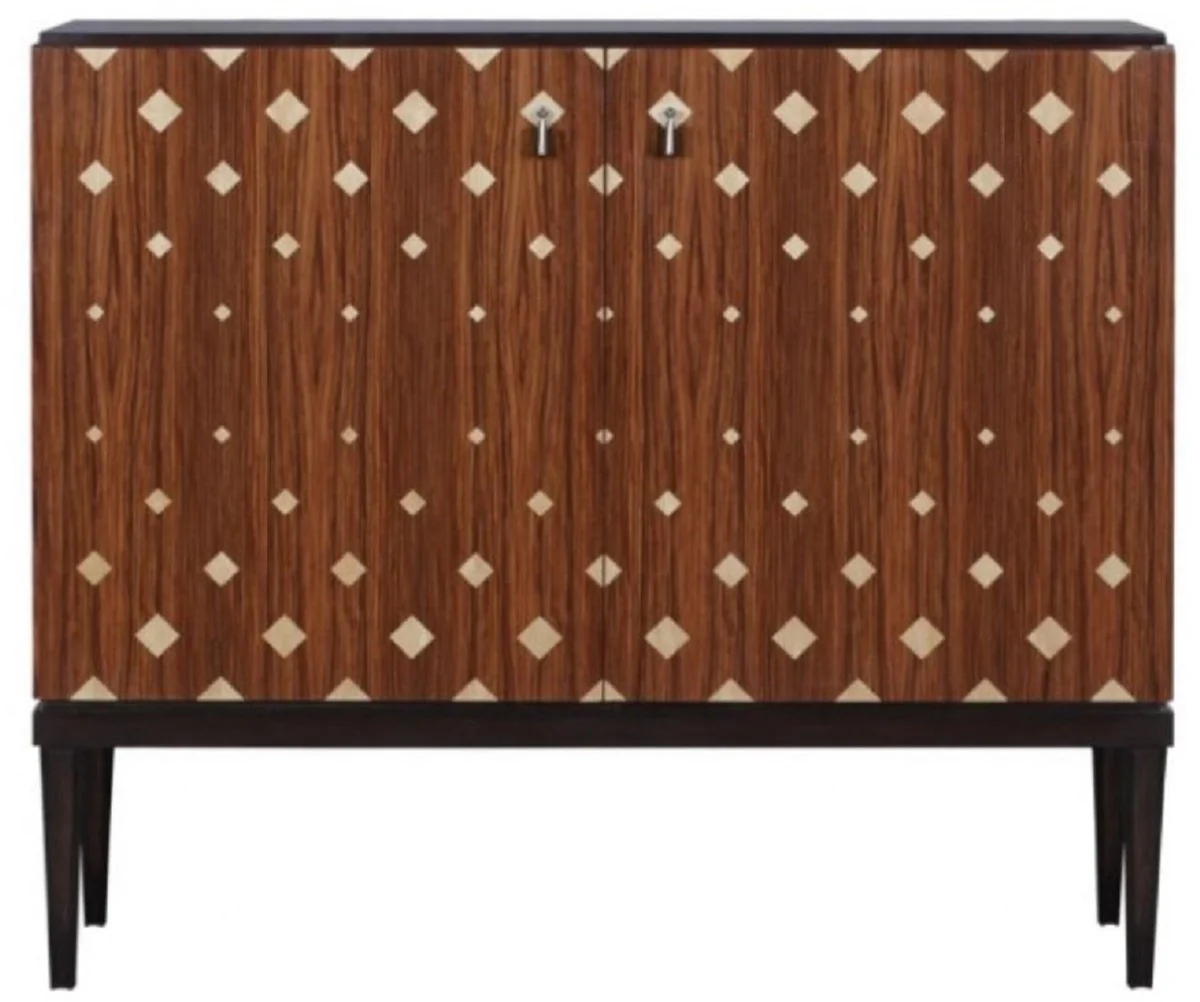 Casa Padrino gabinete de sala de estar de lujo con 2 puertas marrón / marrón oscuro / negro 125 x 42 x H. 107 cm - Muebles de Sala de Estar de Lujo