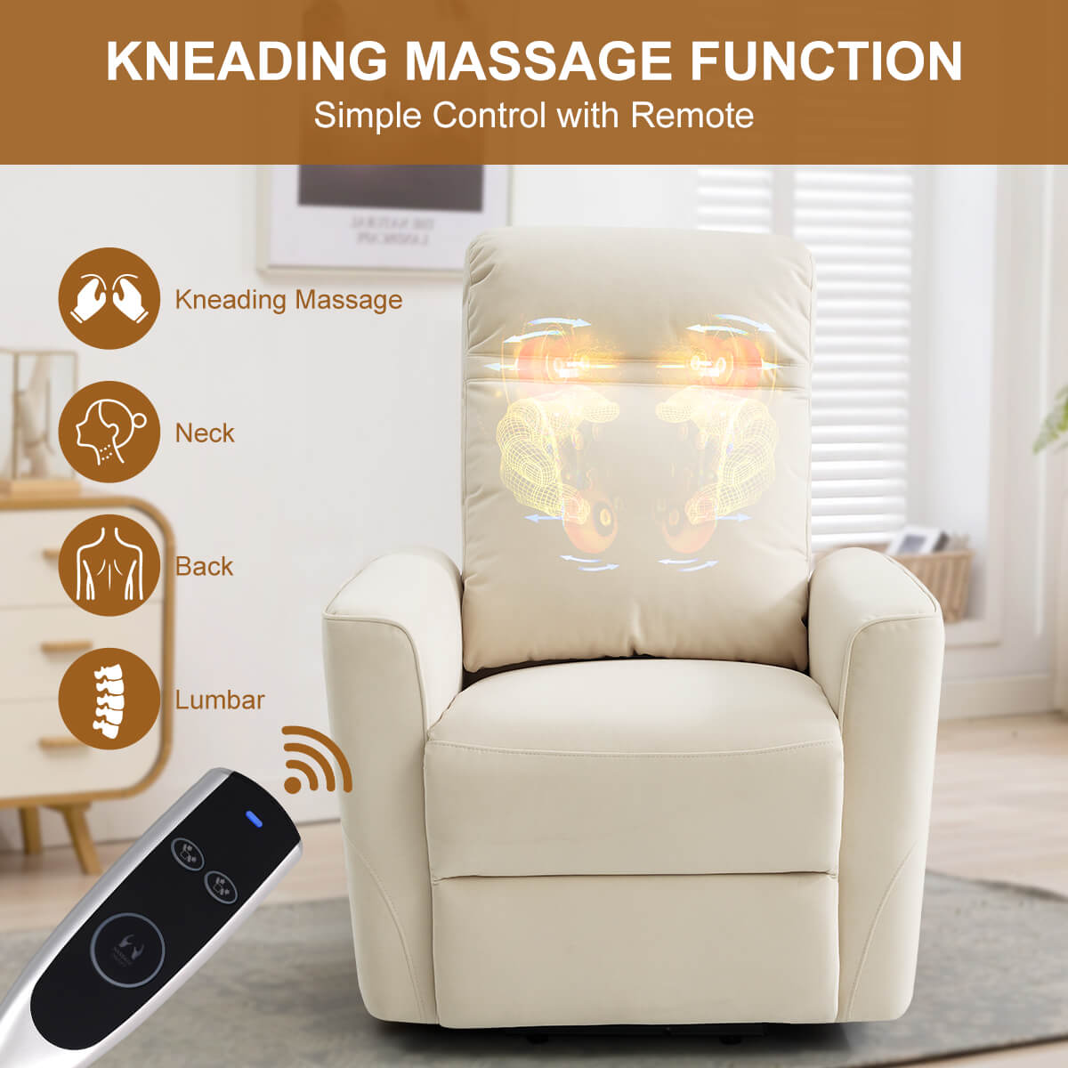 Power Lift Chair with Kneading Massage, Fabric