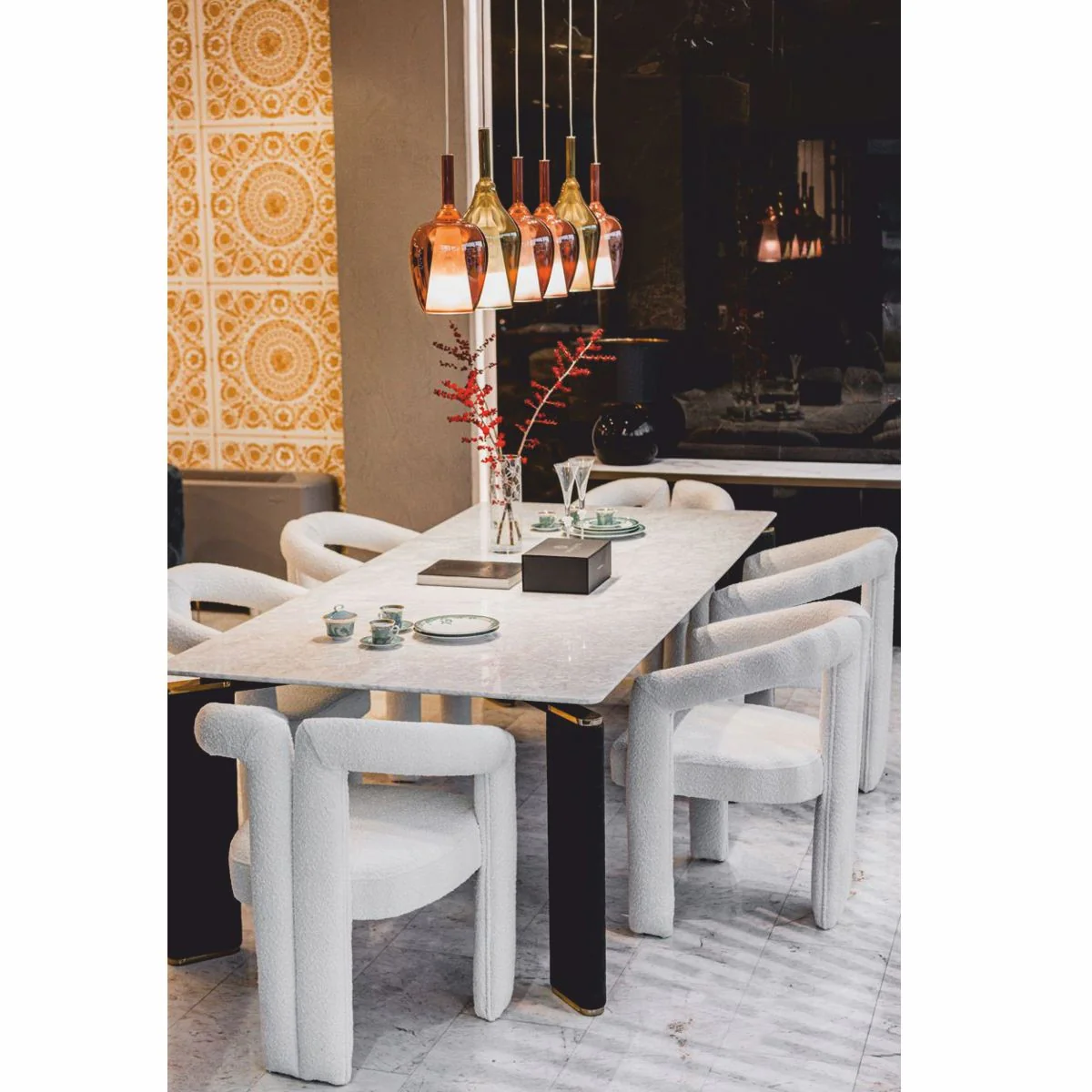 Casa Padrino silla de comedor de lujo con reposabrazos blanco 60 x 65 x A. 80 cm