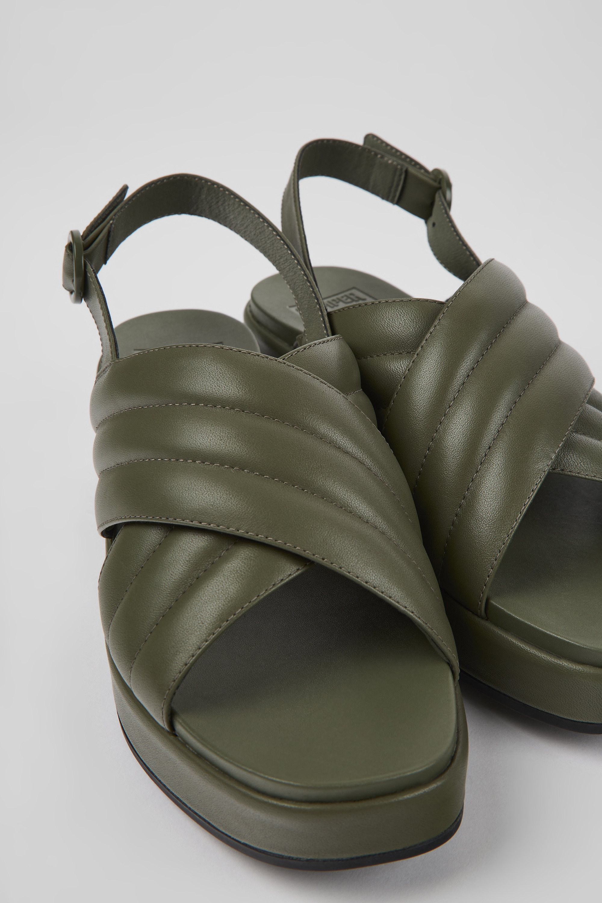 Misia - Green leather sandals for women
