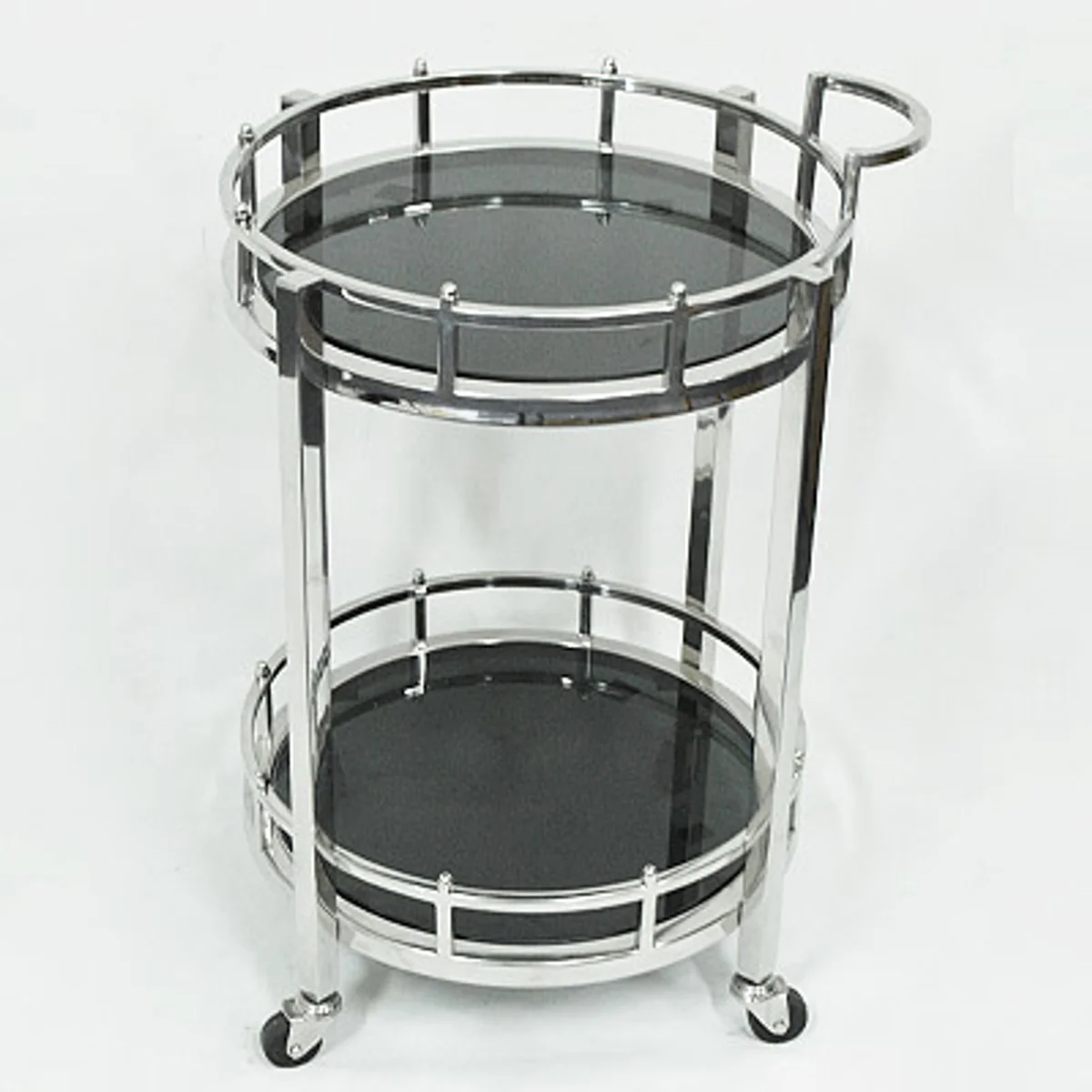 Casa Padrino barra de lujo carro carro de ida y níquel plateado de acero inoxidable / vidrio negro Mod 2 - Luxury Hotel & Restaurante Muebles carretilla