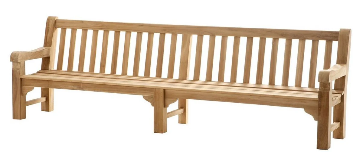 Casa Padrino Banco / Banco de Jardín de Lujo de Teca Natural 300 x 69 x H.95 cm - Banco de Madera Maciza - Muebles de Teca - Muebles de Jardín - Calidad de Lujo