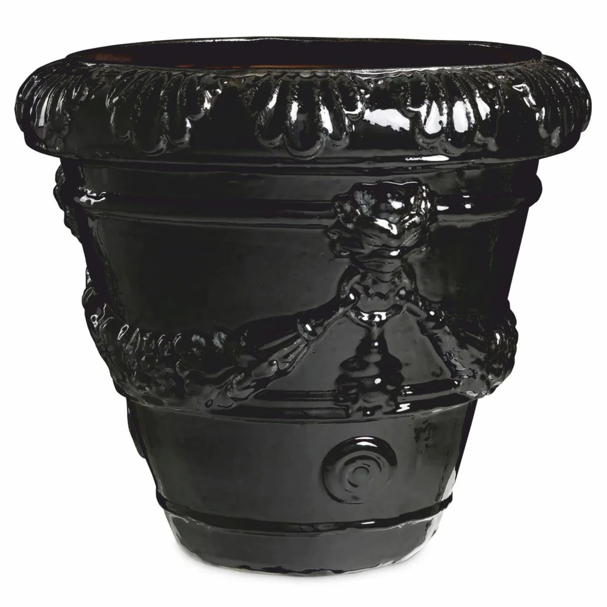 Casa Padrino maceta barroco de lujo de cer¨¢mica negro ? 60 x Al. 56 cm - Decoraci¨®n de jard¨ªn