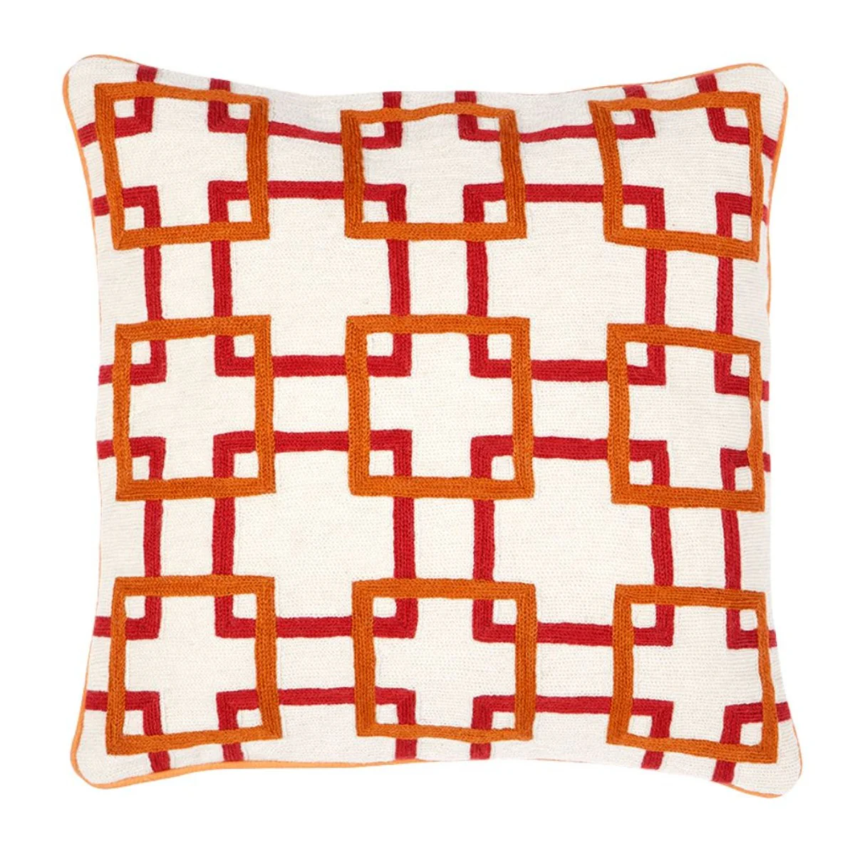 Casa Padrino almohada decorativo en blanco / naranja / rojo 50 x H. 50 cm - accesorios de sal¨®n de lujo