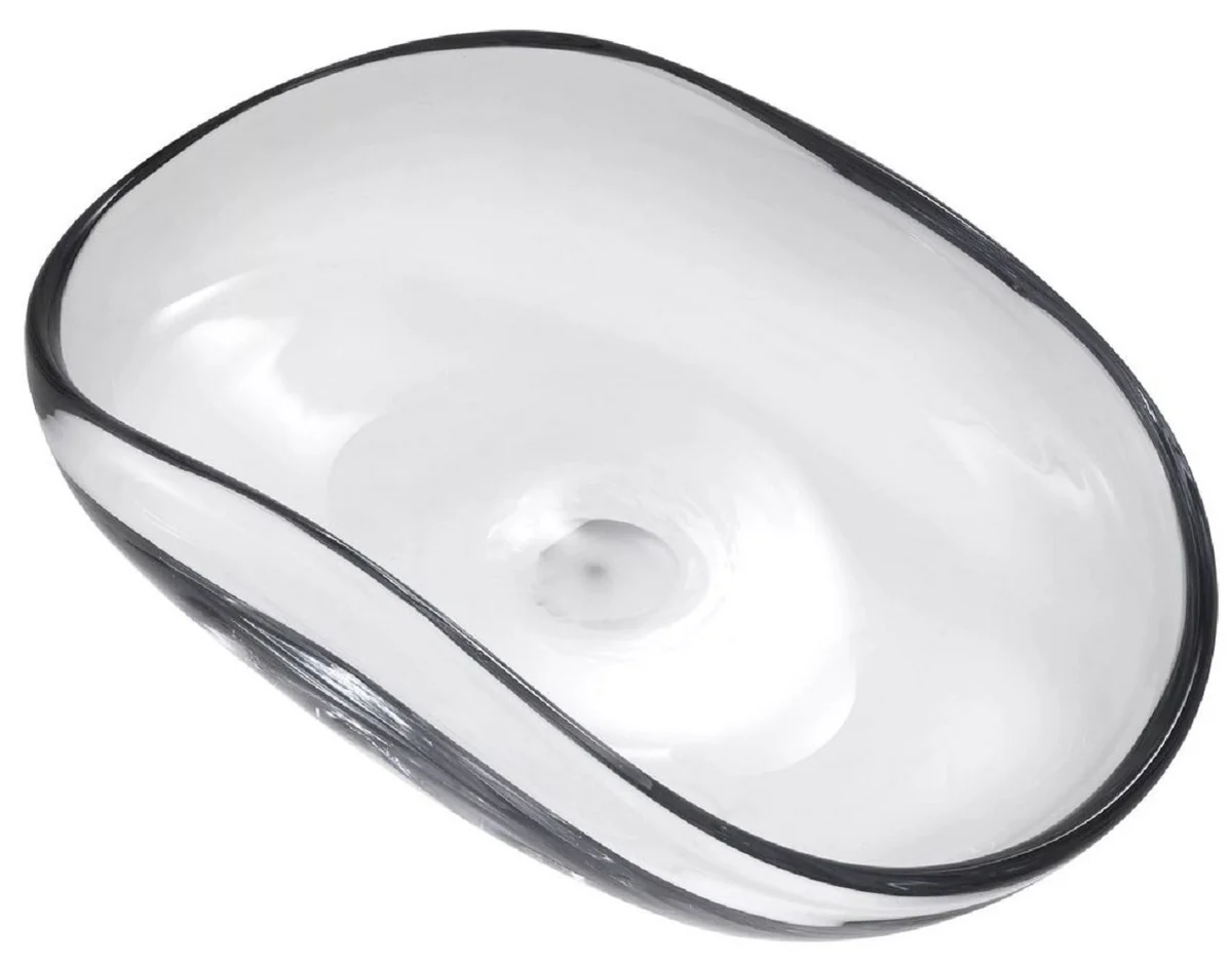 Casa Padrino cuenco de vidrio de lujo transparente 42 x 28 x A. 12,5 cm - Frutero decorativo de vidrio soplado a mano - Accesorios decorativos de vidrio - Colección de Lujo