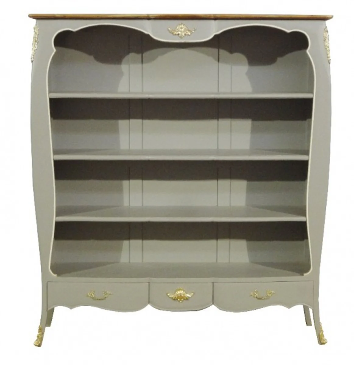 Casa Padrino Baroque bookcase Grey / Gold 166 x 185 cm cabinet bookcase