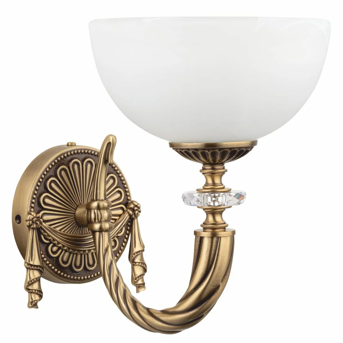 Casa Padrino l¨¢mpara de pared barroco de lujo lat¨®n con p¨¢tina / blanco A. 26 cm - L¨¢mparas brrocos