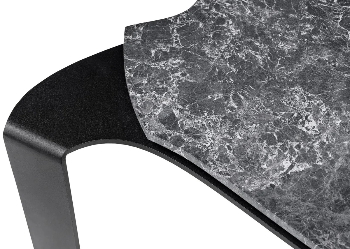 Casa Padrino mesa de centro de lujo negro / gris 75,5 x 78 x H. 32,5 cm - Mesa de Centro de Diseño con Tapa de Mármol