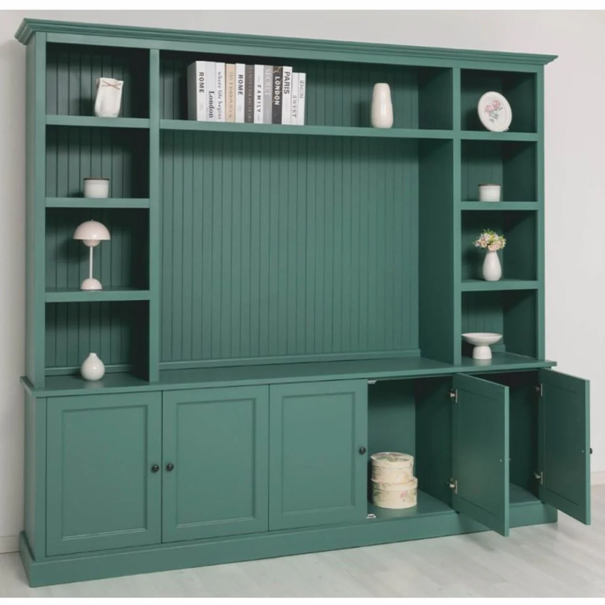 Casa Padrino armario de libros de estilo campestre verde 254 cm - Muebles de estilo campestre