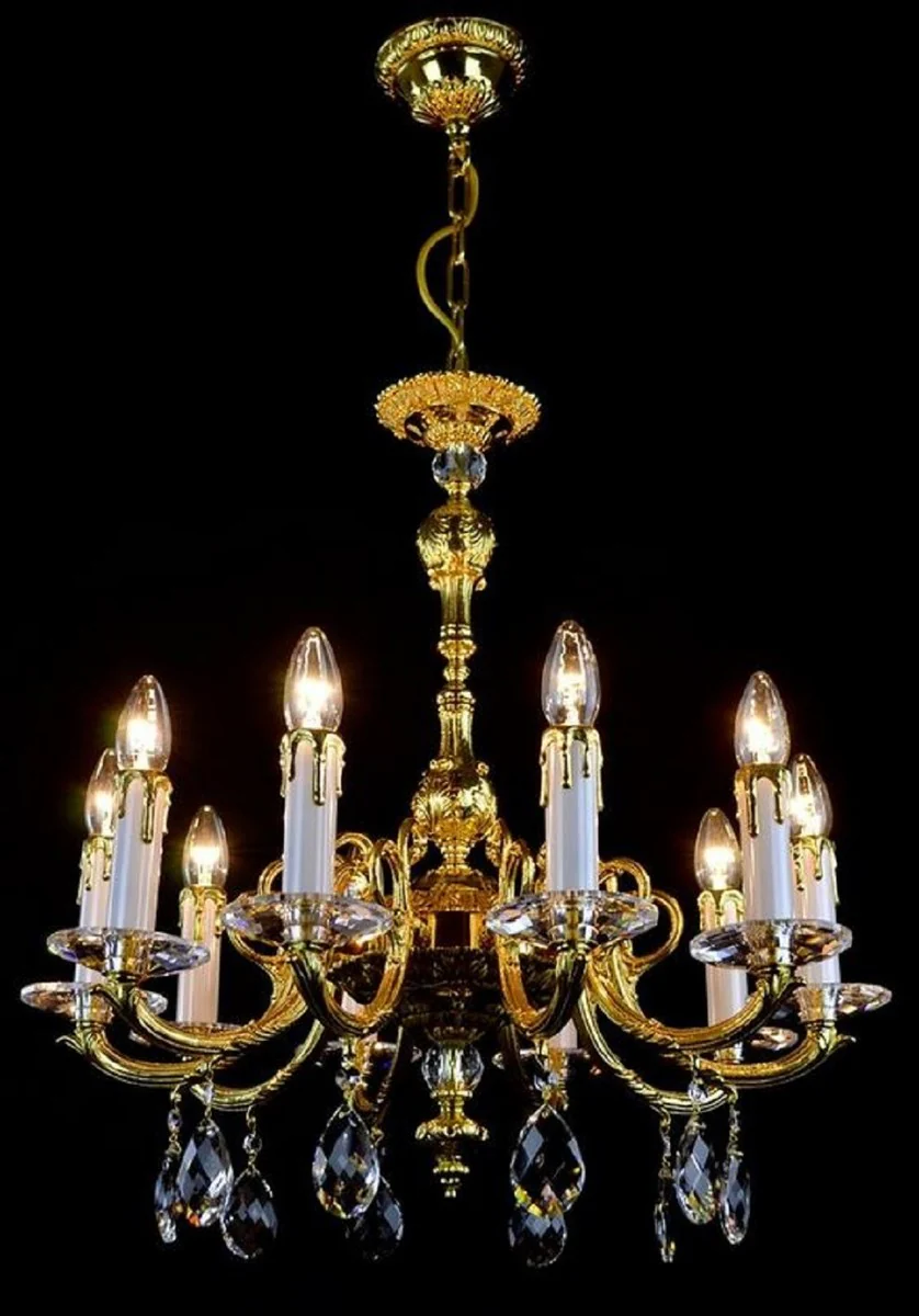 Casa Padrino araña de luces barroco de lujo oro Ø 60 x A. 61 cm - Magnífica lámpara de araña con cristal de Bohemia - Noble & Magnífica